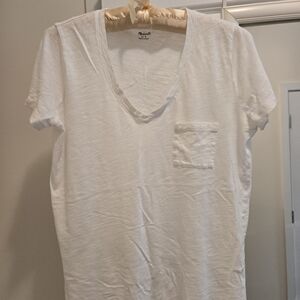 S Madewell White V-Neck T-Shirt